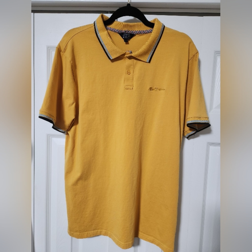 Mens BEN SHERMAN SIGNATURE ORGANIC COTTON POLO BUTTERSCOTCH SHIRT L